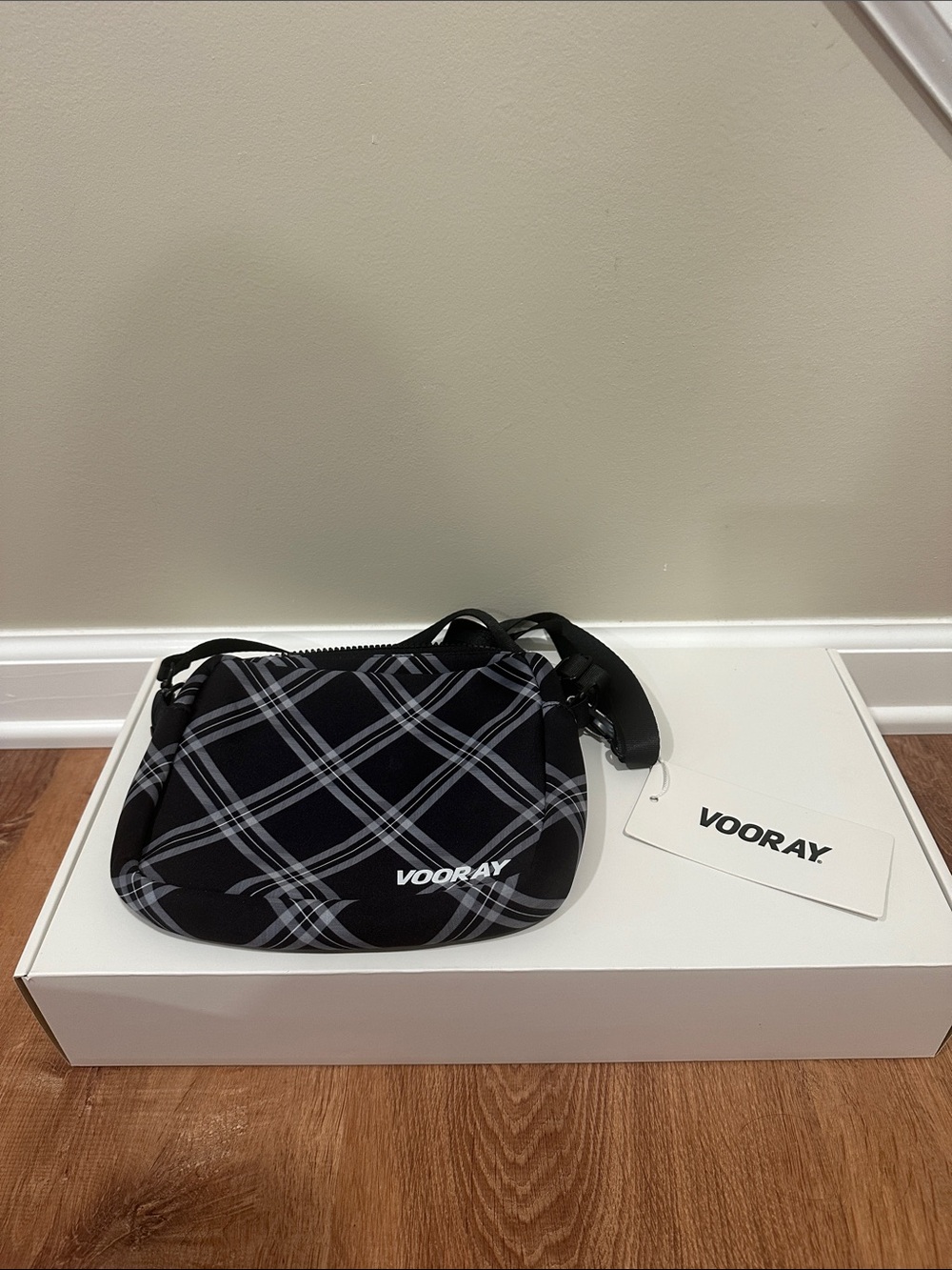 Vooray Black Plaid Women's Crossbody Neoprene Bag